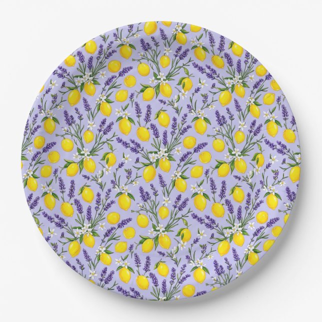 Papel Prato com Estampa de Lavanda e Limão (Frente)
