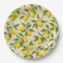 Papel Prato com Padrão de Flor de Limão
