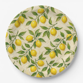 Papel Prato com Padrão de Flor de Limão
