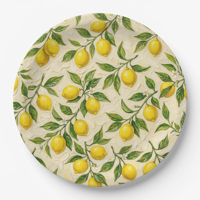 Papel Prato com Padrão de Flor de Limão (Frente)
