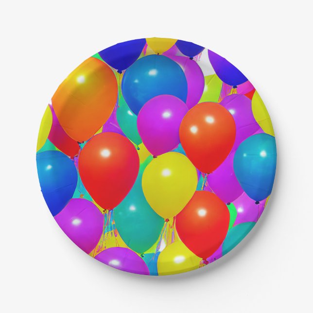 Papel Prato de Aniversário com Desenho de Balão (Frente)