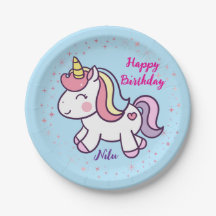 Prato de Aniversário de Unicórnio Mágico