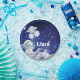 Papel Prato de Aniversário Personalizado de Astronauta