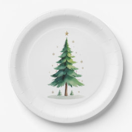 Papel Prato de Árvore de Natal Pinheiro Minimalista – Ja