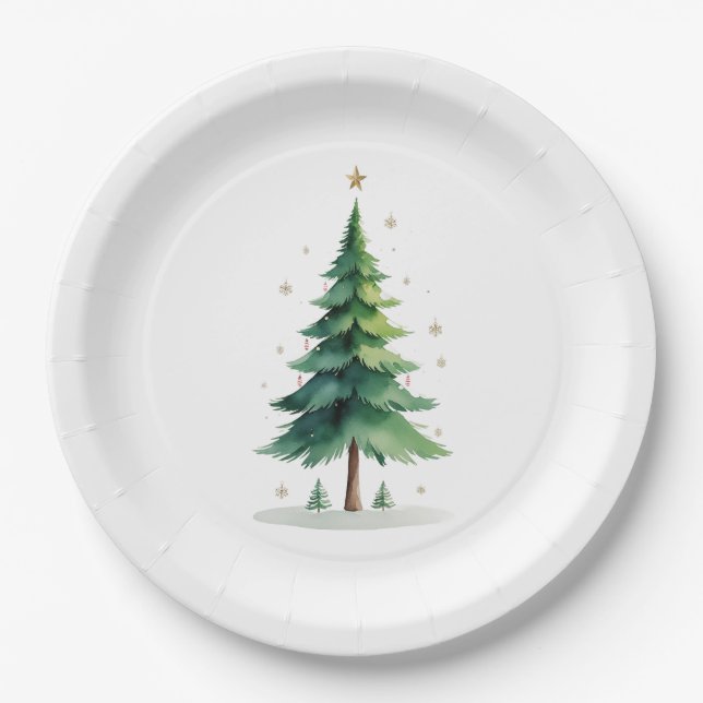 Papel Prato de Árvore de Natal Pinheiro Minimalista – Ja (Frente)