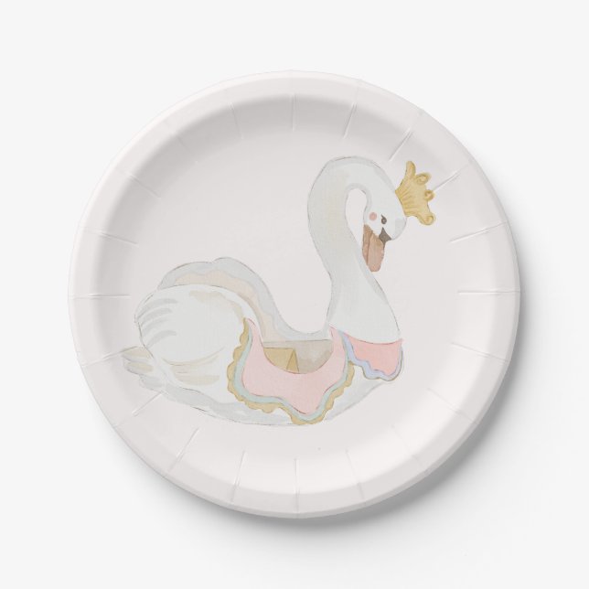 Papel Prato de Chá de Bebê Cisne Caprichoso (Frente)