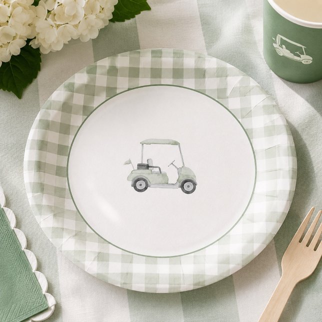 Papel Prato de chá de bebê de golfe verde sálvia (Criador carregado)