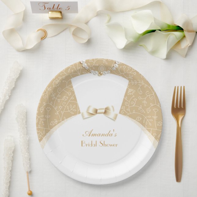 Papel Prato de Chuveiro de Noiva (Casamento)