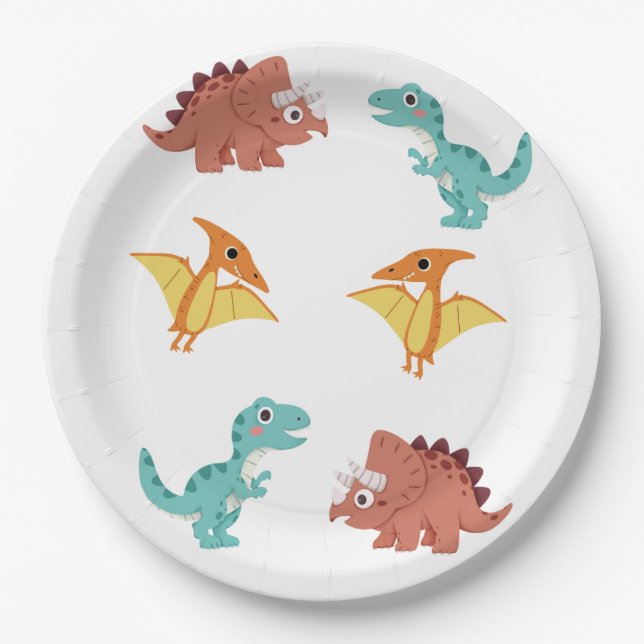 Papel prato de dinossauro perfeito para aniversários inf (Frente)
