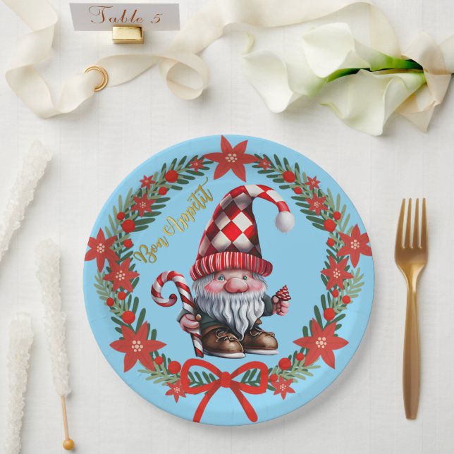 Papel Prato de Férias Gnome Bon Appétit (Casamento)