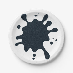 Papel Prato de festa com gota de tinta carvão – Personal