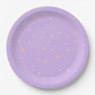 Papel Prato de festa de aniversário com confetes roxos p