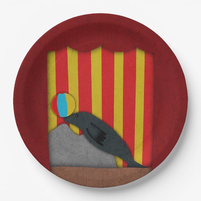 Papel Prato de festa de aniversário com tema de circo (Frente)