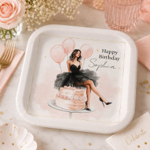Prato de festa de aniversário Elegant Blush Birthd