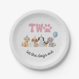 Papel Prato de festa Pink Two Let the Dogs Out