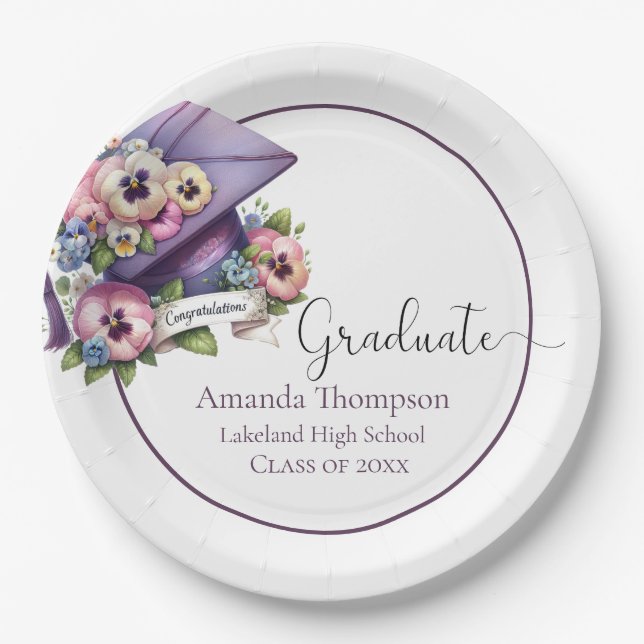 Papel Prato de Formatura Elegante Personalizável (Frente)