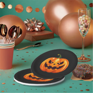 Papel Prato de Halloween de Abóbora Espantalho Jack-o'-L