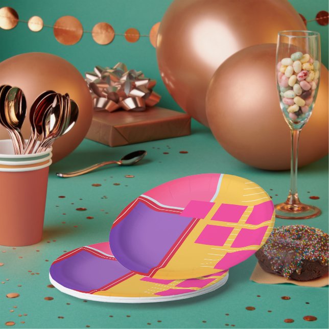 Papel Prato de jantar com cores fortes e design gráfico  (Múltiplo)