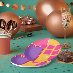 Papel Prato de jantar com cores ousadas e design gráfico