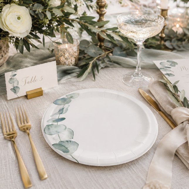 Papel Prato de Jantar Elegante Eucalipto Costeiro (Criador carregado)