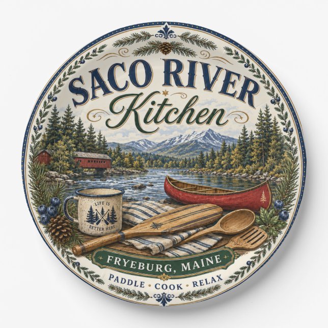 Papel Prato de Melamina Saco River Fryeburg Maine Cozinh (Frente)