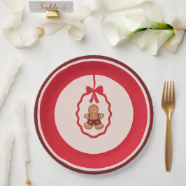 Papel Prato de Natal do Homem de Biscoito Vermelho