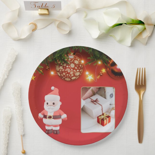 Papel Prato de Natal do Papai Noel Fofo – Presente Festi (Casamento)
