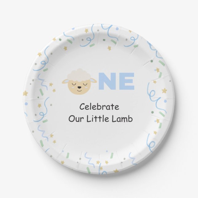 Papel Prato de Primeiro Aniversário Little Lamb (Frente)