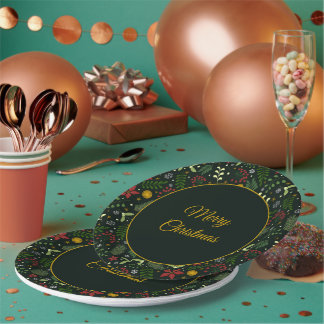 Papel Prato Festivo de Natal Botânico