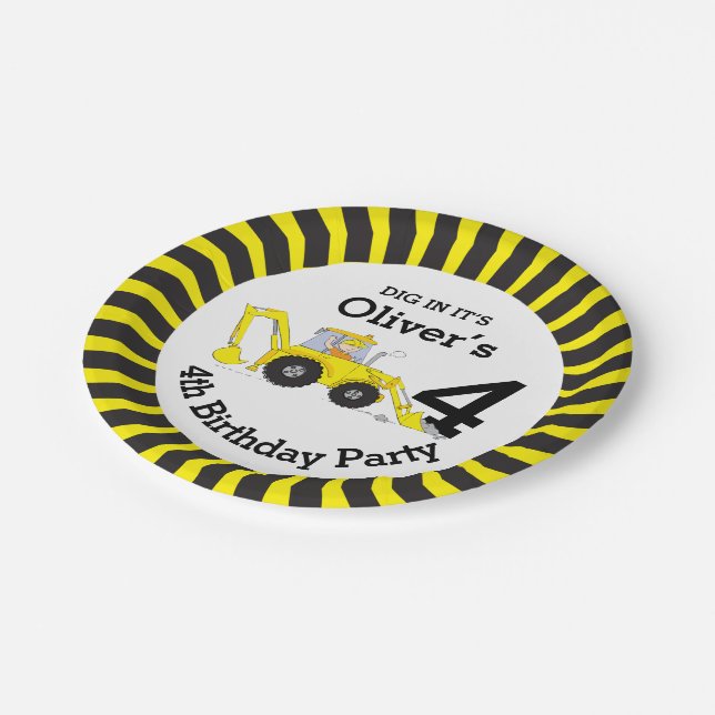 Papel Prato personalizado de 4 anos (Inclinado)