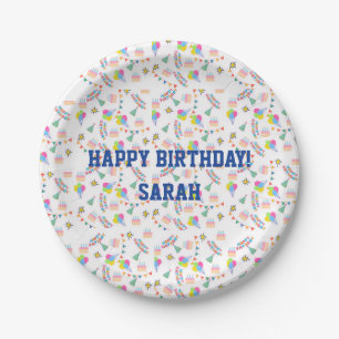 Papel Prato personalizado de aniversário feliz