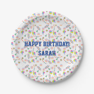 Papel Prato personalizado de aniversário feliz