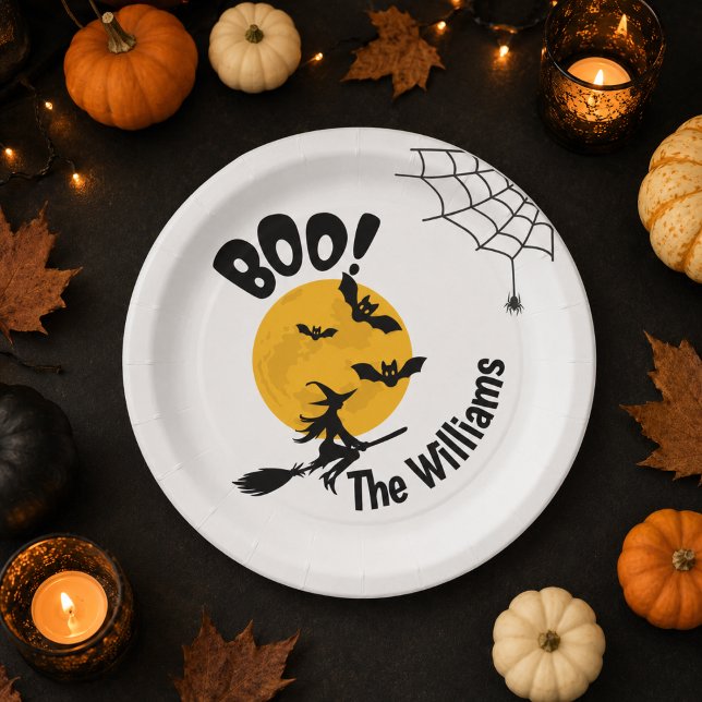 Papel Prato Personalizado de Halloween com Bruxa e Morce (Criador carregado)
