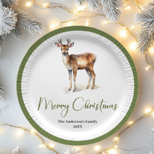 Papel Prato Personalizado de Natal com Rótulo Minimalist