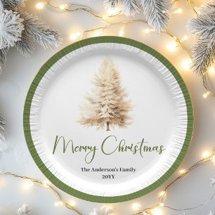 Papel Prato Personalizado de Natal Minimalista em Pastel