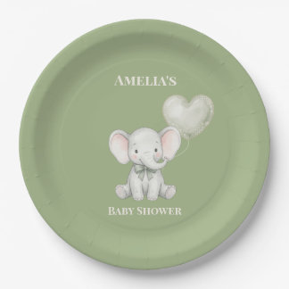 Papel Prato Personalizado para Chá de Bebê com Elefante