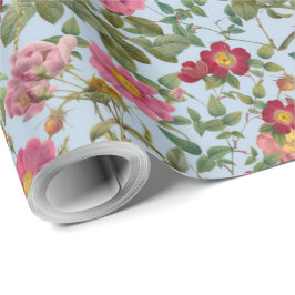 Papel presente de rosa selvagem botânica vintage a