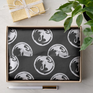 Papel preto branco Dragão médio