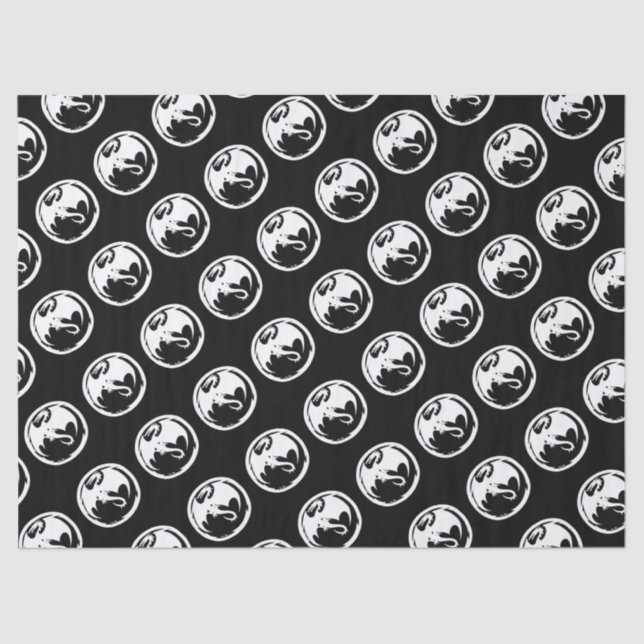 Papel preto branco Dragão médio (Frente )