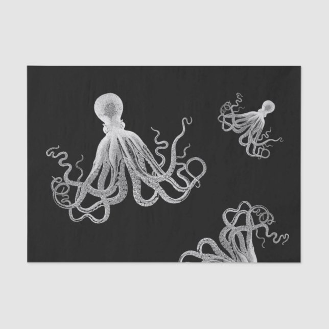 Papel Preto Octopus Branco (Frente )