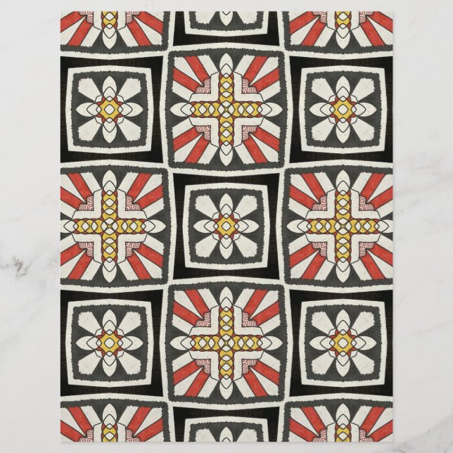 Papel preto vermelho-amarelo-preto em quadrados af (Frente)