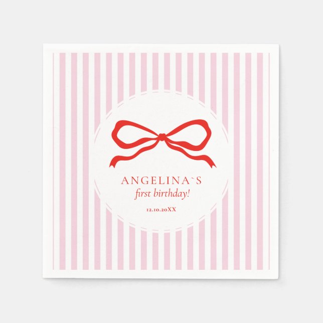 Papel Primeiro aniversário do bebê com guardanapo de fes (Frente)