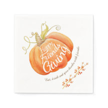 Pumpkin aquarela e amigos de arte dando guardanapo