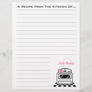 Papel retro da receita da cozinha do rosa do fogã