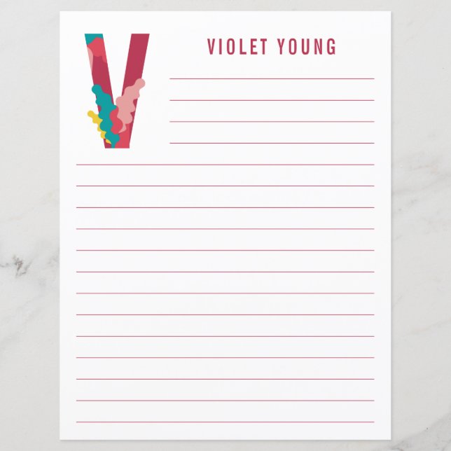 Papel revestido por alfabeto floral abstrato (Frente)