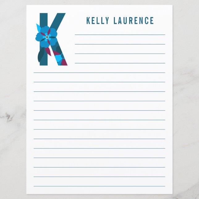 Papel revestido por alfabeto floral abstrato (Frente)