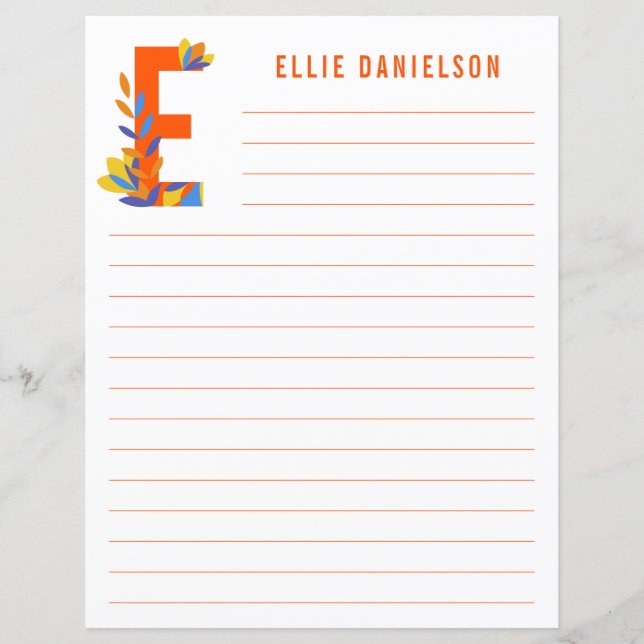 Papel revestido por alfabeto floral abstrato (Frente)