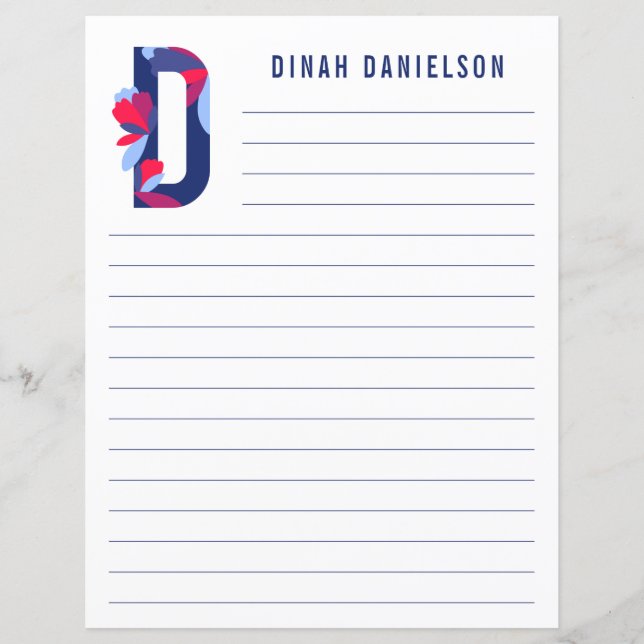 Papel revestido por alfabeto floral abstrato (Frente)