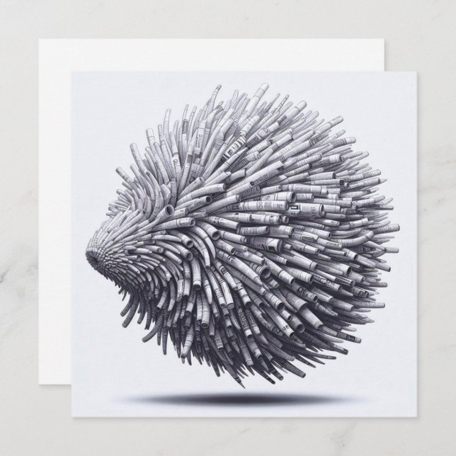 Papel Rolazine Cartão de Saudação Porcupine (Frente/Verso)