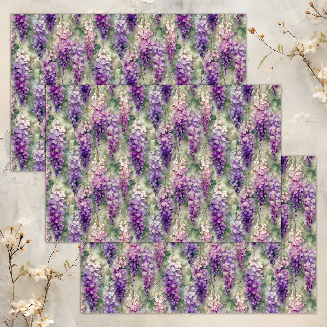 PAPEL ROMÂNTICO DE TECIDOS DE DESCOPÁGIO DA WISTER (ROMANTIC WISTERIA DECOUPAGE TISSUE PAPER)